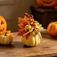 thumbnail image 6 of LOWLHOME Realistic Fake Pumpkins For Flower Arrangement, Sunflower Maple Leaf Berries Faux Pumpkin, Halloween Thanksgiving Fall Table Decorations (7.5in, Style A), 6 of 6