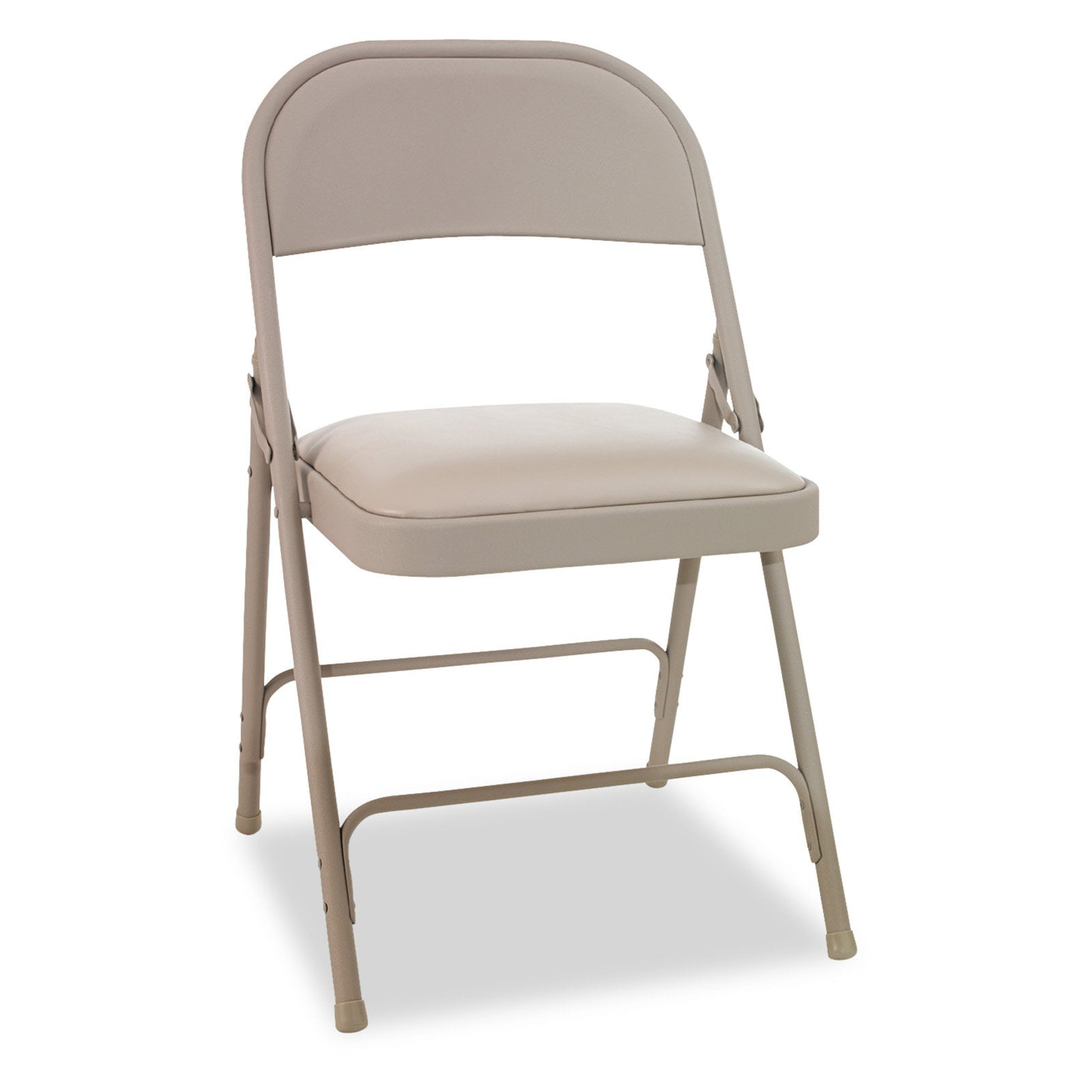 Alera Steel Folding Chair with Two-Brace Support, Padded Seat, Tan, 4