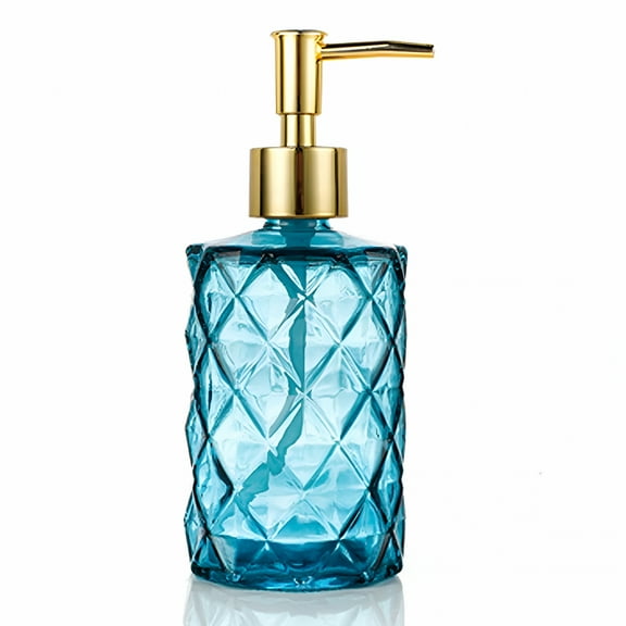 ACDANC Soap Dispenser Clear Glass Hand Dish Soap Dispensers Bathroom with Stainless Steel Pump, Refillable Kitchen Liquid Decorative Bottles, Blue