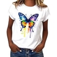 thumbnail image 6 of Homenesgenics Womens Tops Plus Size 4x 5x Short-Sleeve Printed Round-Neck Summer T-Shirts Casual Tee White L, 6 of 7