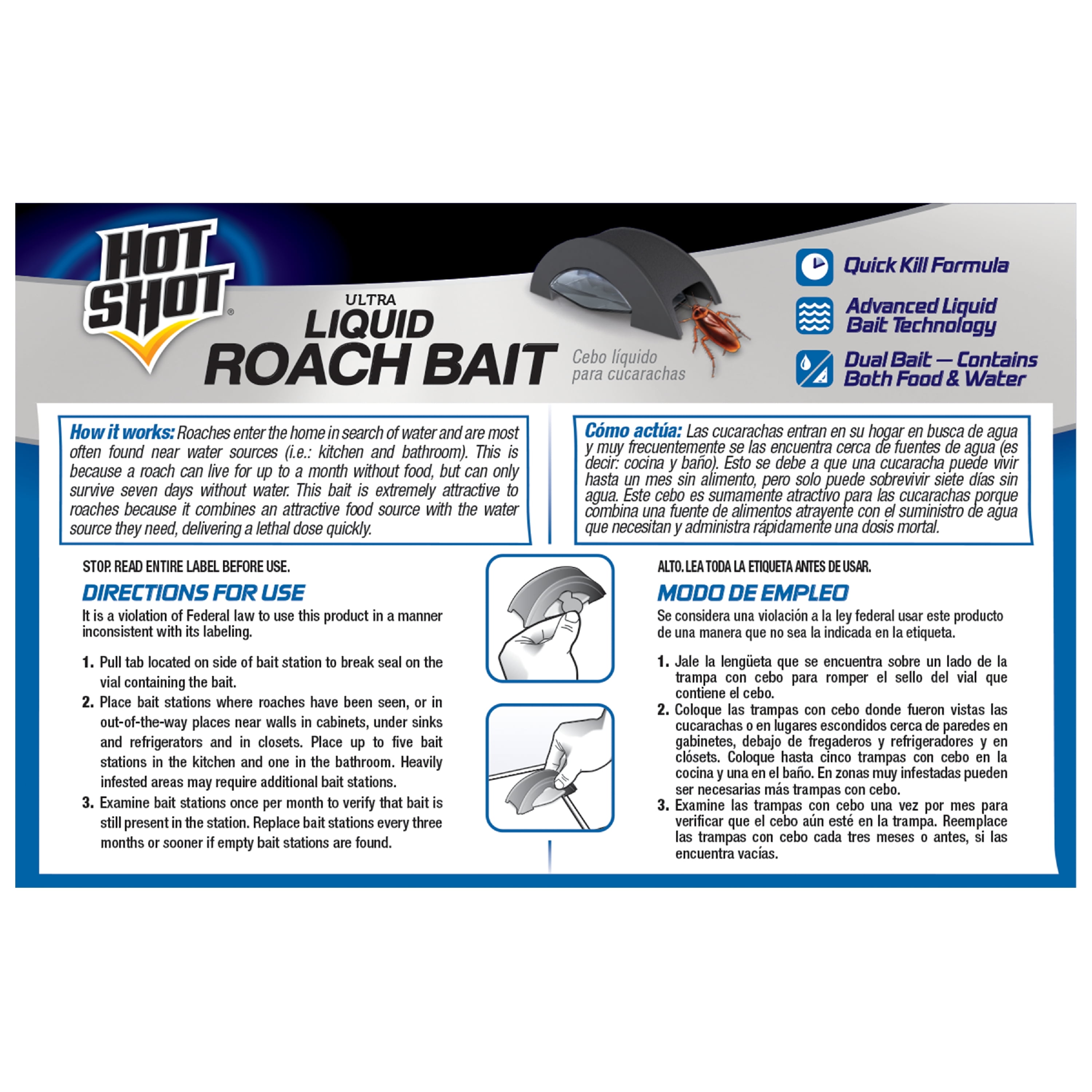 Hot Shot Liquid Roach Bait, Roach Killer, 1 Pack, 6-Count 