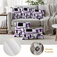 thumbnail image 6 of Purple Black Geometric Outdoor Waterproof Pillow Covers, Minimalist Stripes Abstract Art Decorative Square Throw Pillowcase Sofa Cushion Sham for Patio/Couch/Chair, 24"x24" 2 Pack, 6 of 8