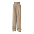 thumbnail image 2 of Pantalones de pierna ancha perfecl para mujer khaki cintura alta con botones, 2 of 8