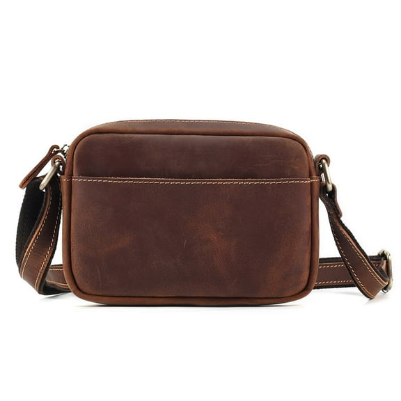 YYDDFashion Trendy Men's Crossbody Bag, Full Cowhide Men's Shoulder Bag, Genuine Leather Retro Small Crossbody Messenger Bag