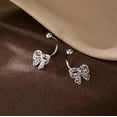 thumbnail image 5 of Solid 925 Sterling Silver Bow Half Hoop Earrings Huggie for Women Teens Bowknot Hoop Earrings Open Hoops, 5 of 7