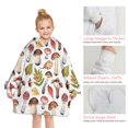 thumbnail image 6 of Brown Mushroom Leaf White Pattern Blanket Hoodies for Kids 6-13YR Oversize Wearable Blanket Hoodies for Boys Girls Teens, 6 of 7