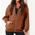 thumbnail image 5 of Womens Coats Outerwear Winter Women's Casual Color Zip Hood Long Sleeve Pocket Jacket Blouse, 5 of 8