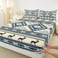 thumbnail image 4 of Feelyou Tribal Boho Aztec Twin Sheet Sets for Women, Rustic Farmhouse Deer Twin Fitted Sheet, Western Retro Fashion Flat Sheet, Super Cozy Room Decor, 3pcs, 4 of 8
