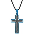 thumbnail image 2 of Our Father 24" Spinning Cross Men's Necklace Blue & Black IP Stainless Steel, 2 of 4