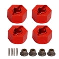 thumbnail image 1 of Adaptadores de cubo de cubo hexagonal con 4 Pines y 4 tuercas Mecanizado CNC de adaptadores de cubo de tracción hexagonal de cubo de aluminio para automóviles Slash 1 / 10 RC traxxas rojos, 1 of 10