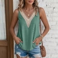 thumbnail image 2 of FUYUDY Women Shirts Summer Solid Color Loose Neck Lace Sleeveless Tops Casual Blouse Tee Shirt Breathable Female Dailywear, 2 of 5