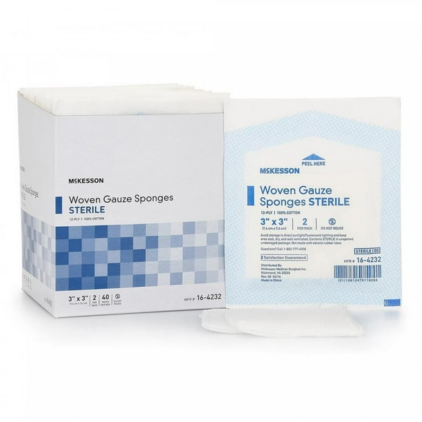 McKesson Sterile Gauze Sponge, 12Ply, 3 x 3 Inch, Sterile, 2 Count