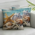 thumbnail image 3 of Fenyluxe Nautical Coastal Decor Pillow Covers Starfish/Seashell/Sand/Conch/Beach House Decorative Cushion Covers 2pcs Sea Theme Home Decorative Pillowcases, White, 3 of 7