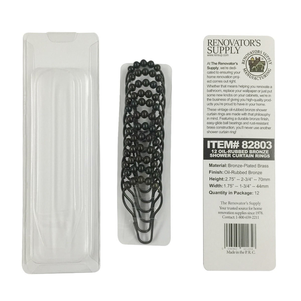 Oil Rubbed Bronze Shower Curtain Hook Rings Roller Ball Set of 12 Plated Over Brass Renovators Supply Manufacturing