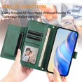 thumbnail image 2 of Funda para Oneplus NORD 2 con cremallera tipo cartera, tarjetero, marco de fotos, soporte y cordón, de piel sintética. verde, 2 of 5