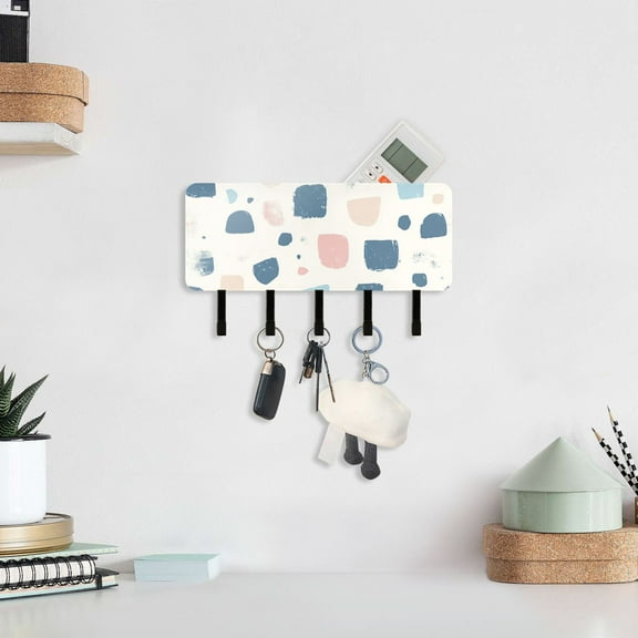 Digital Cubes Key Holder for Wall Mail Holder Organizer with 5 Key Hooks Wall Mount Key Rack with Shelf