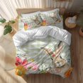 thumbnail image 2 of Easter Queen Size Comforter Set, Cute Rabbit Flower Plant Eucalyptus Leaves Green Plaid Bedding for All Seasons, 4 Pcs Bed Set, 1Quiltcover (90"x92") ,1Sheet(94"x116"), 2Pillowcases (30"x20"), 2 of 9