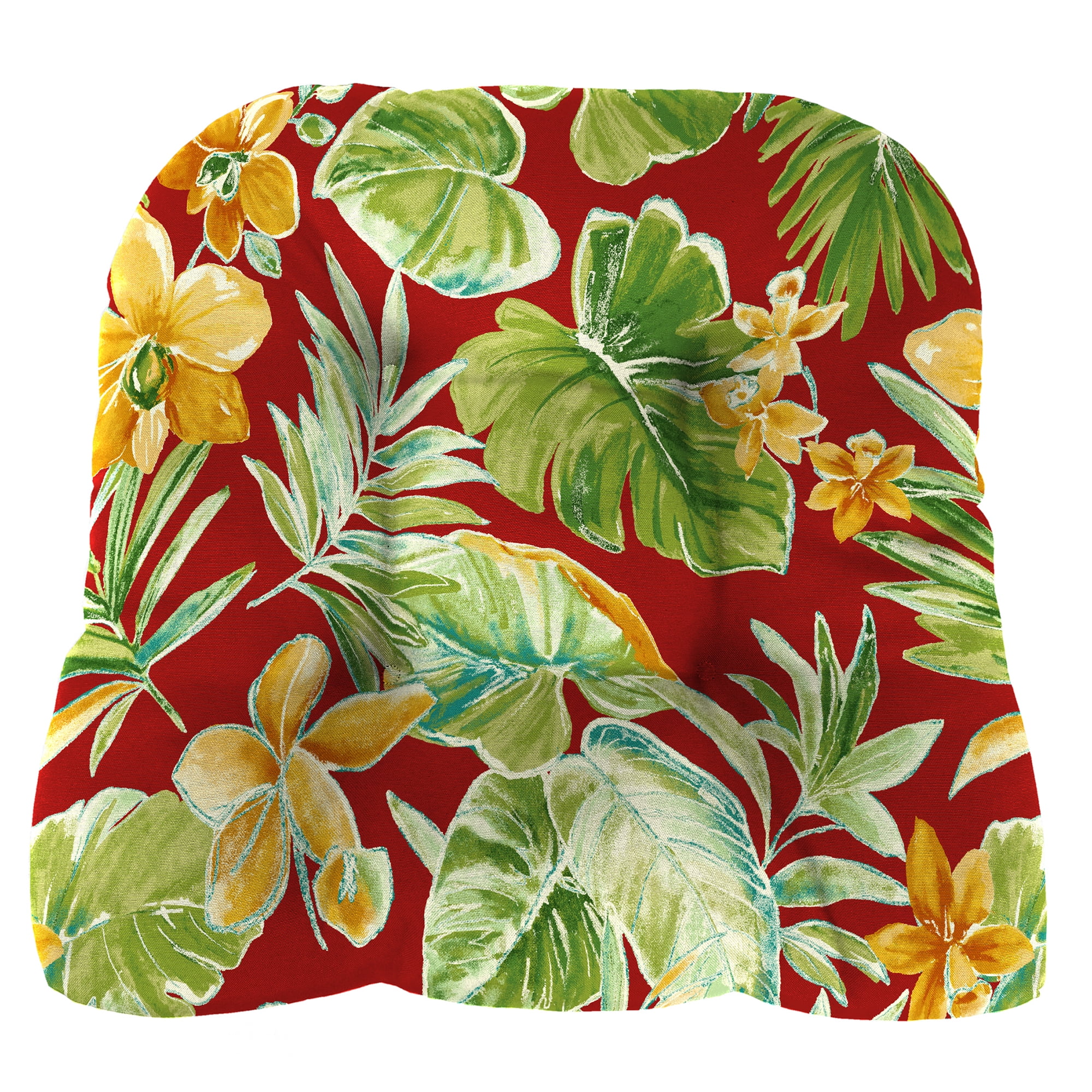 Jordan Manufacturing 3-Piece Beachcrest Poppy Red Floral Outdoor Cushion Set with 2 Wicker Seat Cushions and 1 Wicker Bench Cushion