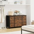 thumbnail image 4 of 55” TV Stand 10 Drawer Tv Dresser with Charging Station, Fabric Chest of Drawers with Storage, Rustic Brown, 4 of 9
