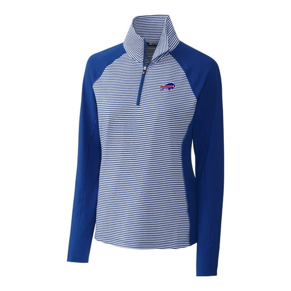 Women's Cutter & Buck Blue Buffalo Bills Forge Tonal Stripe Half-Zip Pullover Jacket