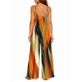 thumbnail image 3 of Women'S Summer Orange-Brown Stripes Wide Leg Jumpsuit Casual Loose Sleeveless Spaghetti Strap Romper With Pockets, 3 of 7
