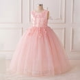 thumbnail image 4 of MEZZALL Kids Girls Formal Party Dress Elegant Tutu Gown For Recital Pageant And Occasions Solid Color O-Neck For Holiday Travel, 4 of 8
