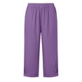thumbnail image 2 of JUSLIO Womens Drawstring High Waist with, Pockets Casual Everyday Linen Capris, 2 of 5