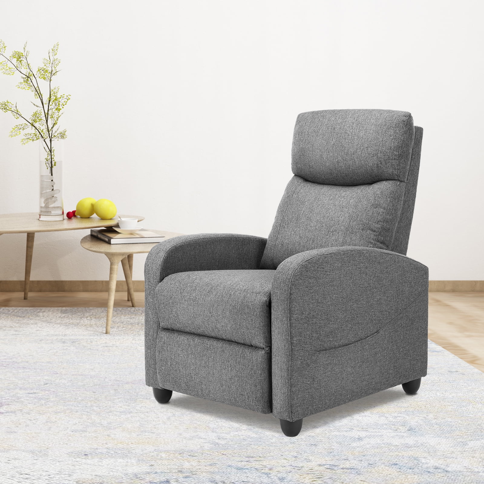 MCQ Vibration Massage Recliner Chair, Comfortable Lounge Seat for Home, 275lbs Capacity, Grey
