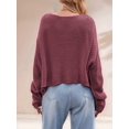 thumbnail image 4 of Womens Oversized Cable Knit Crew Neck Long Sleeve Fall Chunky Pullover Casual Loose Fit Sweater Tops Red L, 4 of 9