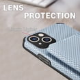 thumbnail image 6 of SaniMore for iPhone 15 (6.1" 2023) Case, PU Leather Carbon Fibre Pattern, Flip Wallet Card Slots RFID Blocking Magnetic Car Mount Shockproof Anti-fall Protective Shell, Blue, 6 of 10