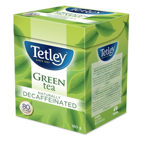 Tetley Naturally Decaffeinated Green, 80ct Green Decaf Tea Tetley