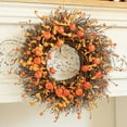 thumbnail image 2 of Festival Simulation Flower Wreath For Thanksgiving And Harvest Decor, 50Cm Handmade Wreath With Pumpkin Branches And Stamens, Indoor Outdoor Hanging Decoration For Home Fireplace, 2 of 8