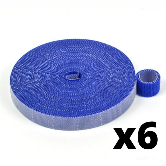 fairdog 6-pack Blue 10ft/Roll Hook and loop Straps Reusable, Double Side Hook Roll Organizer Straps, Fastening Tape