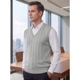 thumbnail image 4 of INSPIRE CHIC Men's Casual Pullover V-Neck Solid Lightweight Cable Knit Sweater Vest M Light Gray, 4 of 6