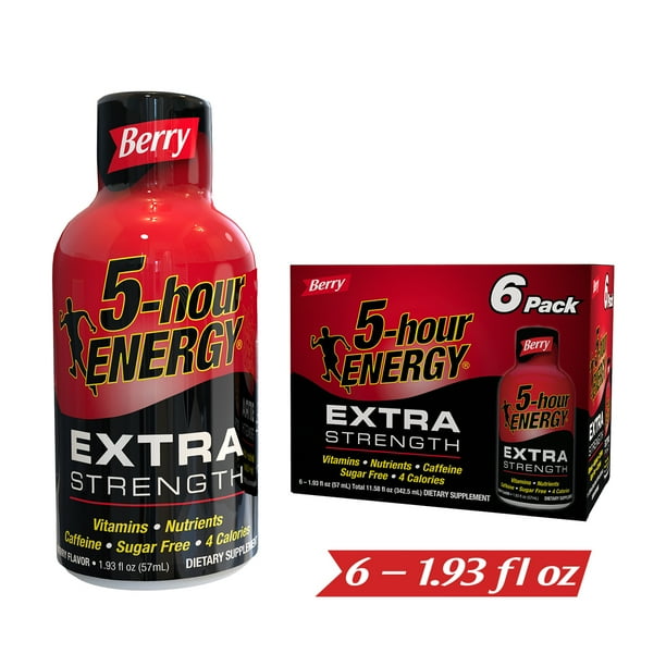 5hour ENERGY Shot, Extra Strength, Berry, 1.93 oz, 6 count Walmart