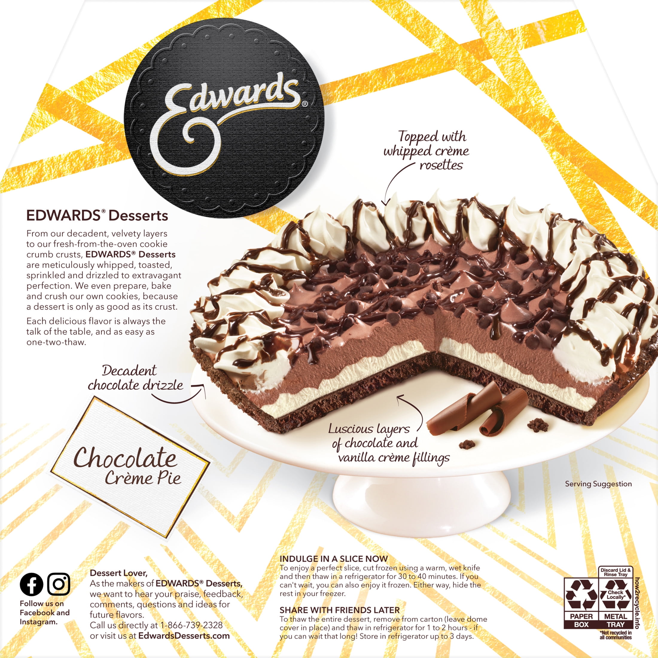 Edwards Premium Desserts Frozen Chocolate Crème Pie, 25.5 oz