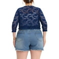 thumbnail image 3 of MODA NOVA Juniors' Plus Size Cardigan 3/4 Sleeve Floral Lace Tie Neck Crop Shrug, 3 of 6