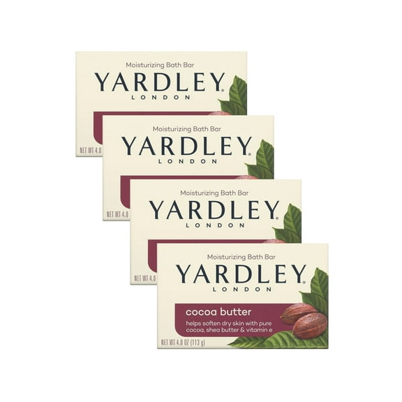 Yardley London Moisturizing Bath Bar Cocoa Butter 4.0 Oz. 4 Pack