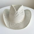 thumbnail image 6 of RUINIXCW Straw Cowboy Hats for Women Woven Cowgirl Hat with Shapeable Brim Unisex Hollow Out Woven Roll Up Summer Beach Sun Hat, 6 of 8
