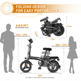 thumbnail image 5 of Electric Folding Bike for Teenager and Adults, 12AH Removable Battery 14" Electric Bike 500W Motor, 20+ Miles Range, Mini Ebike for City Commuter, UL2849, 5 of 8