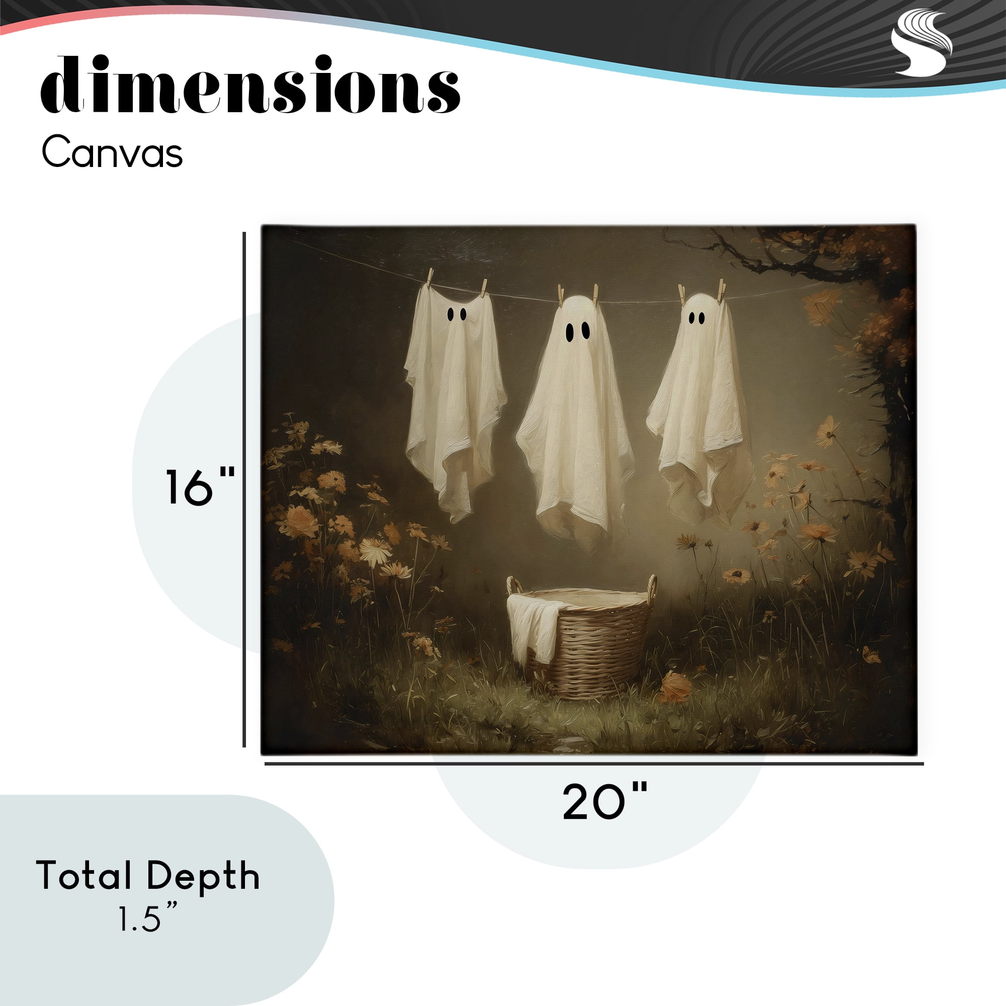 Three Laundry Ghosts Hanging Canvas Wall Art, design by Arlington Prints