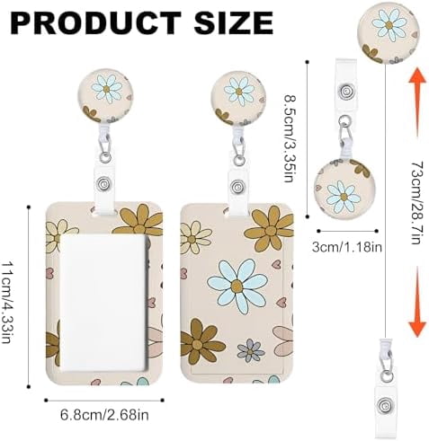 3 Set Flower ID Badge Holder with Clip Badge Reels Retractable Heavy Duty,Keychain，ID Holder for School Nurse Office 7
