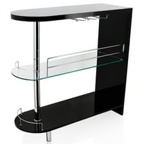 Bowery Hill Contemporary Wood 2-Shelf Pub Table in Black Finish