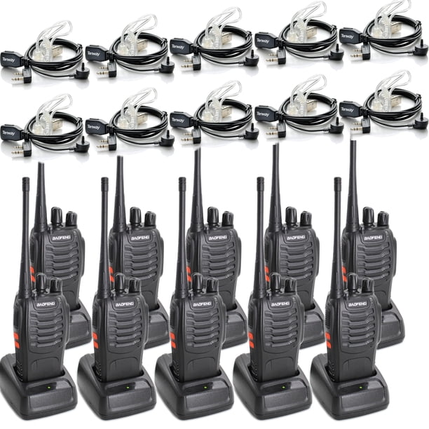 Radio bidireccional BAOFENG BF-888S de largo alcance, 16 canales, con auricular