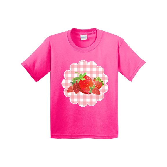 Inktastic Strawberries on Checkered Background Youth T-Shirt