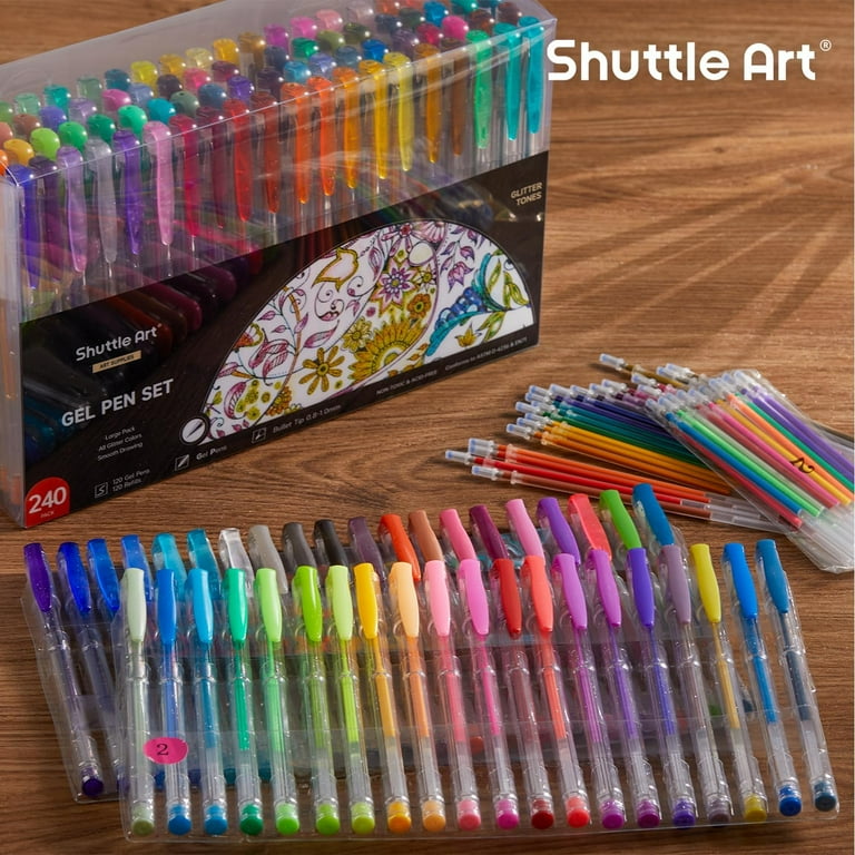 Shuttle Art Glitter Gel Pens Set with 120 Colors and 120 Refills