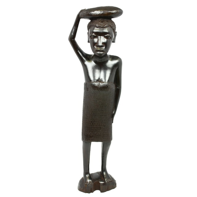 Figurine de Collection en Bois Franc Makonde Femme avec Charge