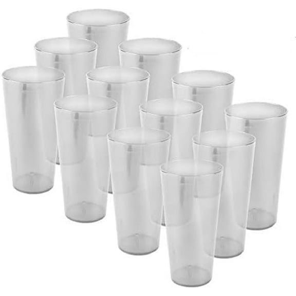 TrueCraftware- Set of 12 Pebbled Tumbler/Drinking Cups 16-Ounce Clear Color- Reusable Premium Water Iced Tea Glasses Stackable Dishwasher Safe Break-Resistant for Home and Restaurants