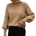 thumbnail image 1 of Gibobby Suéter de cuello alto mujer, Suéteres de invierno para mujer 2023, estilo casual, cuello alto, manga larga, abertura lateral, suéter, sueltos, para mujer(Caqui,CH), 1 of 5