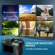 NBD S100 4K Digital Camera, 48MP Sensor, 4K 60FPS Video, Flip 3-Inch Screen, Microphone, Tripod Grip, Wide-Angle and Macro Lens, Black